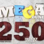 250+3D文本样式超级捆绑包 PSD 模板下载